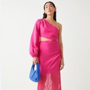 & Other Stories Fringed One-shoulder Midi Dress